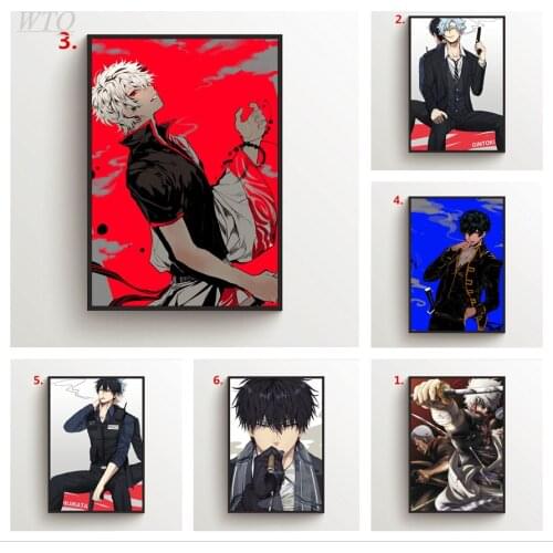Gintama Silver Soul Sakata Gintoki Kagura Anime Posters Canvas Painting Photos for Childrens Room Wall Art Picture Home Decor