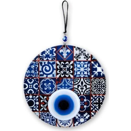 Handmade Ceramic Tile Fusion Glass Evil Eye Bead 16cm