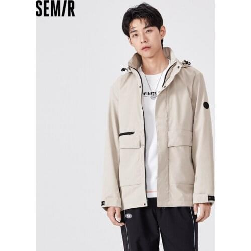 SEMIR Jacket Men Short Detachable Hooded Solid Spring 2021 Personality Trend Tooling College Jacket