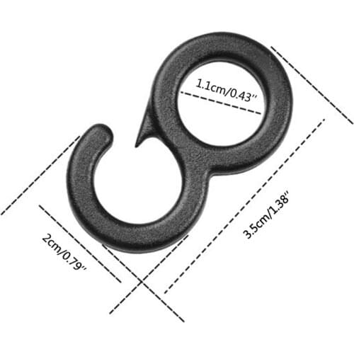 M89D 10pcs/set Clip Tail Hook Light Camping Canopy Fixed Canvas Outdoor Hiking Hook Camping Tent Accessories Black Plastic