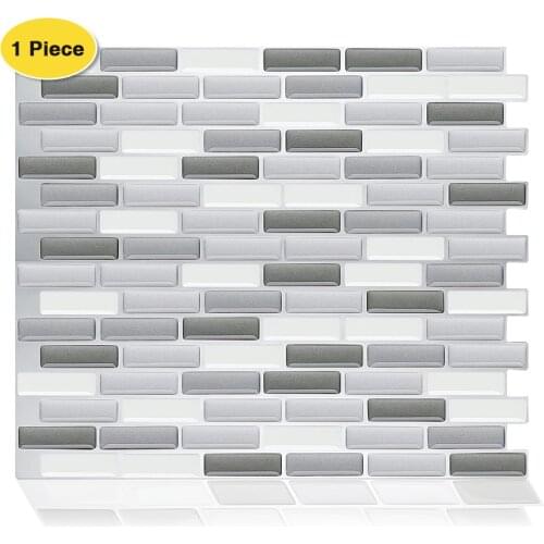 Erzaa Self Adhesive Wall Tiles Kitchen Peel and Backsplash with Grey Grout