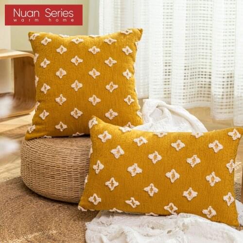Cushion Cover Decorative Pillow Case Yellow White Floral Simple Pillowcase Home Decor Throw Pillow Case Square 45x45cm/30x50cm
