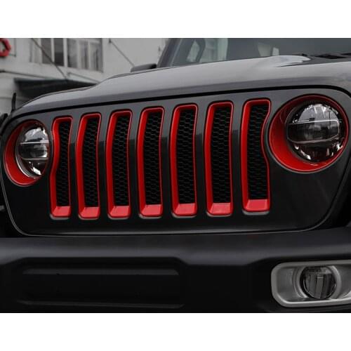 The new network in the net frame headlight cover front face decoration car Accessories For JEEP Wrangler JL 2018 2019