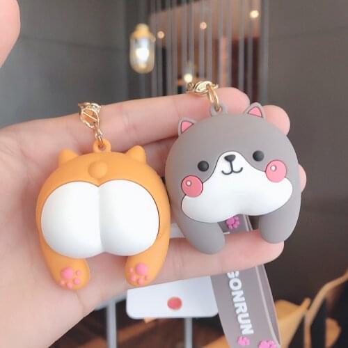 New Dog Keychain Cartoon Funny Corgi Female Cute Couple Keyring Gift Bag Ornament Car Key Chain Child Toy Kawaii Gift