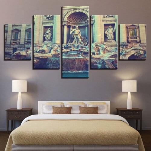 HD Prints Home Decor 5 Pieces Wall Art Italy Building Canvas Painting Modular Scenery Pictures Modern Bedside Background Poster