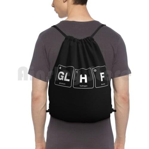 Glhf Periodic Table-White Type Backpack Drawstring Bag Riding Climbing Gym Bag 2 Ii Terran Zerg Protoss Game Gaming Video