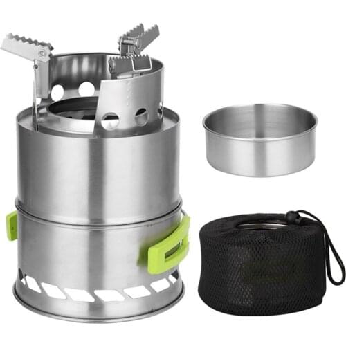 Camping Stove Potable Wood Burning Stove With Handle Foldable Detachable Picnic Barbecue Stoves For Camping BBQ Equipment