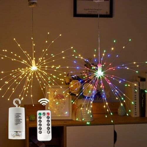 DIY Garden Lights Outdoor Firework Christmas Light String Copper Wire Fairy Party Lamp Decoration for wedding room battery hoom
