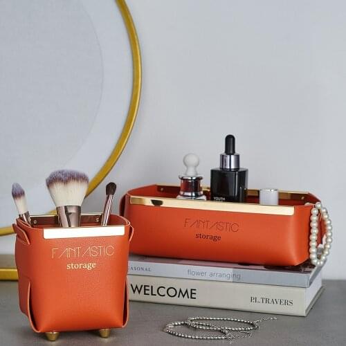 Nordic Decorative Storage Box Cortical Folding Mask Case Makeup Brush Storage Living Room Sundries Home Organizer Medicine Box