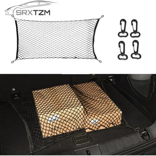 SRXTZM Car Trunk Nets Elastic Strong Nylon Cargo Luggage Storage Organizer Net With Hooks For Car Van Pickup SUV Multiple Sizes