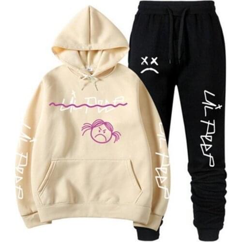 2020 RIPLilPeep Hoodie Sweatshirt Sets Men/Women Winter Warm Fleece Hoodies Sweatshirts+Sweatpants Suits Hip Hop Pullover Hooded
