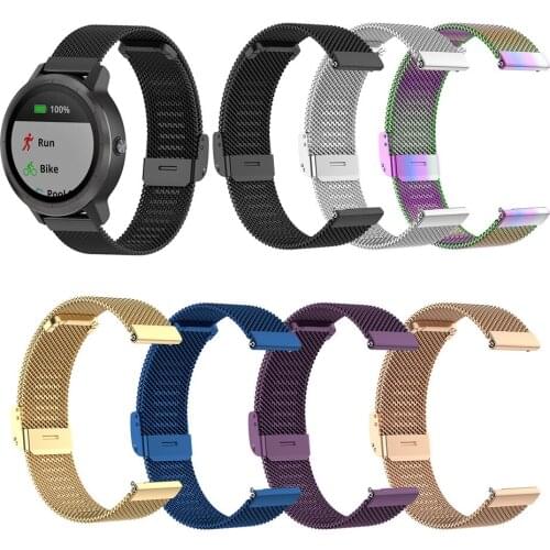 Universal 20MM Stainless Steel Watch Strap for Galaxy Watch 42MM/ Galaxy Active Metal Mesh Watchband for Huami Amazfit GTS BIP