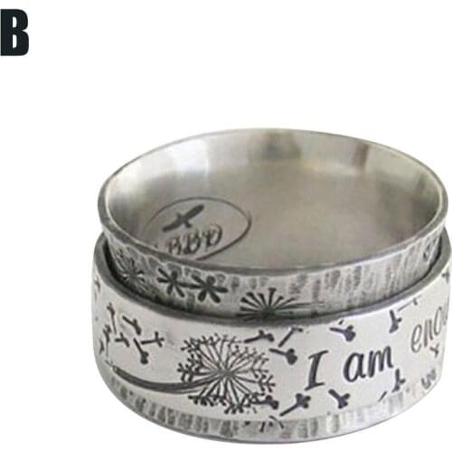 Rotating double ring, dandelion pattern ring, plant gift ring, gift flower anniversary birthday R9Y5
