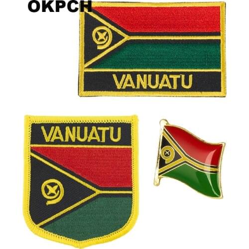 Vanuatu National Flag Embroidered Iron on Patches for Clothing Metal badges PT0181-3