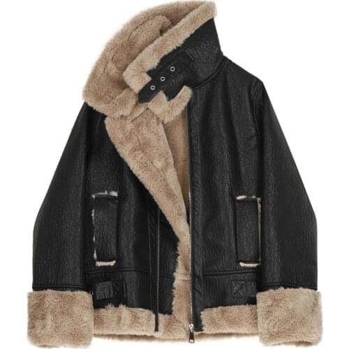 YSBFALNZ Women's Leather Jackets With Fur