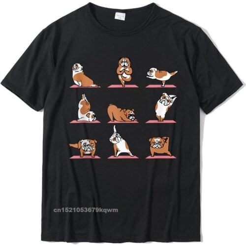 English Bulldog Yoga Funny Tshirts Top Top T-Shirts Tops & Tees Faddish Cotton Comfortable Funny Boy
