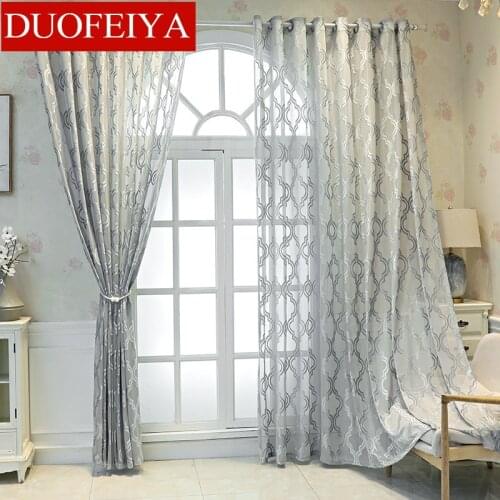 Modern Minimalist Geometric Curtains for Living Dining Room Bedroom Jacquard White Gray Heat Insulation Sunscreen Curtain
