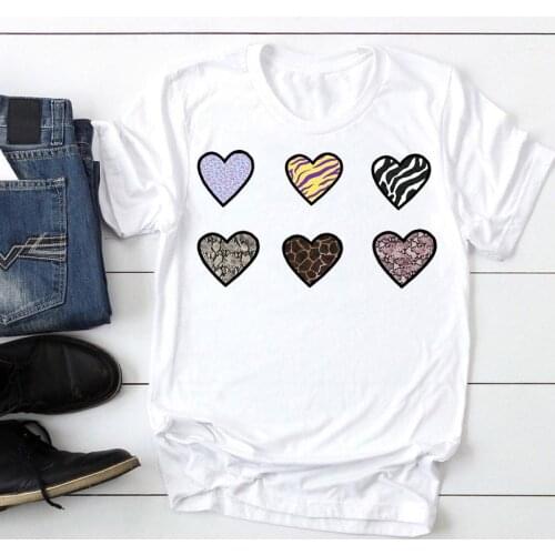 Women Leopard Love 90s Clothing O-neck Fashion Cartoon Summer Graphic T Top Lady Print Tee Female Tshirts Clothes T-Shirt