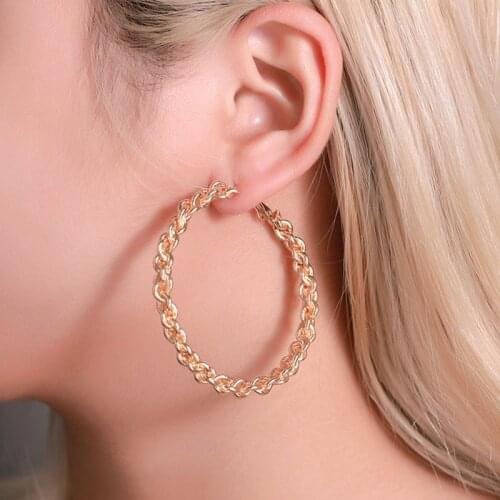 BLIJERY Punk New Fashion Twisted Hoop Earrings Brincos Chain Link Big Circle Earrings for Women Jewelry Boucles d'oreill