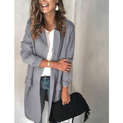 Women Long Sleeve Knitted Double Pockets Cardigan Autumn Winter Women Sweaters 2019 Knitting long Coat with temperament