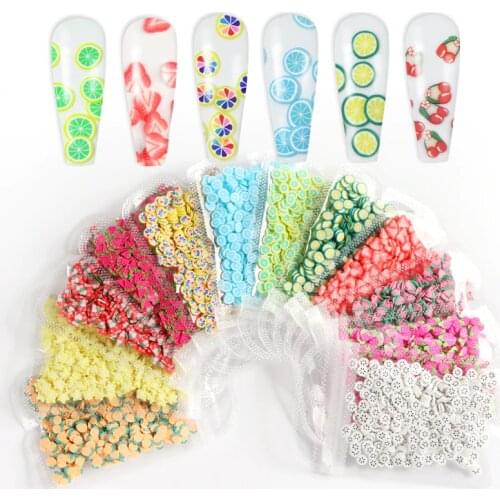 10g Colorful Lemon Nail Polymer Clay Sequins For Design Summer 3D Cute Fruit Flake French Charms Manicure Nail Art Decorations