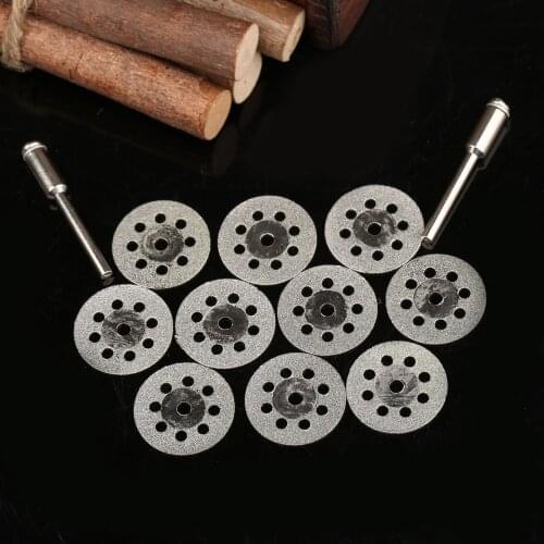 10Pcs 22mm Diamond Cutting Disc For Marble Concrete Metal Cut Off Circular Saw Blade For Dremel Rotary Tools +2PC 3mm Mandrel