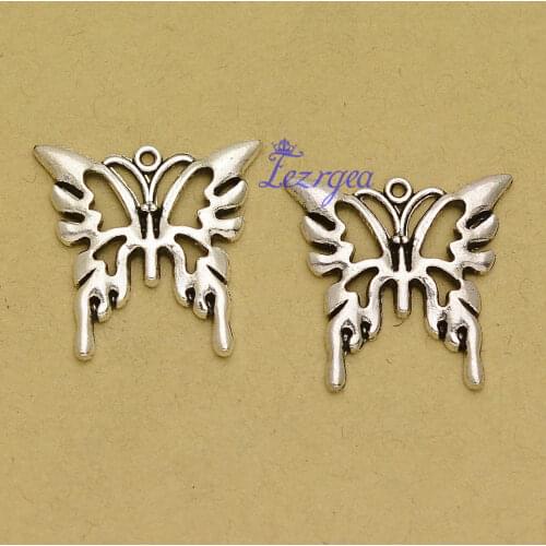 15pcs/lot--24x25mm, Antique silver plated Butterfly charms,DIY supplies,Jewelry accessories
