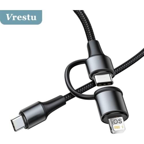 2 in 1 60W 3A PD USB Type C Cable Fast Charge for iPhone 11 13 Pro Xs Max X 8 iPad Macbook Samsung Huawei Xiaomi Redmi Note10 LG