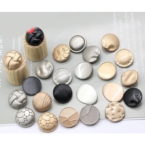 5Pcs/lot 18-25mm Variety black gold silver metal round button coats cashmere woolen trench coat sweater buttons C053