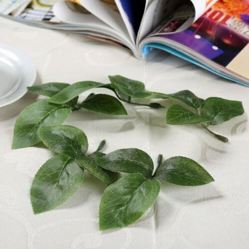 50pcs DIY Artificial Silk Green Leaf Rose Leaves for Bouquet Garland Christmas Wedding Cake Gift Box Party Home Decoration