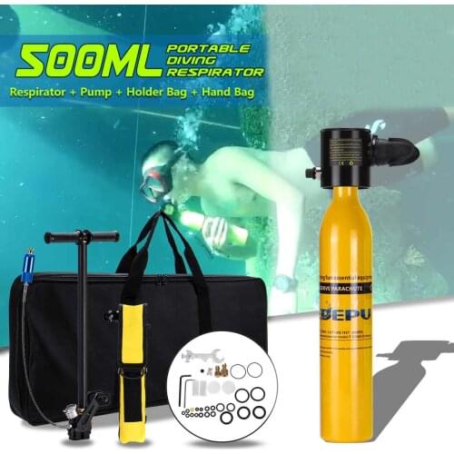 500L Mini Scuba Diving Cylinder Oxygen Tank Set Dive Respirator Air Tank Hand Pump Snorkeling Breath Diving Equipment
