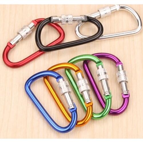 6Pcs 5# Aluminum Carabiner Snap Clip Hook Key Ring Hanger Keychain Bike Bottle Carrying Locking Holder Not for Climbing