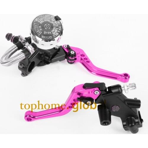 7/8" Front Brake Master Cylinder Cable Clutch Brake Levers with Adjustable Fluid Reservoir Pink Color