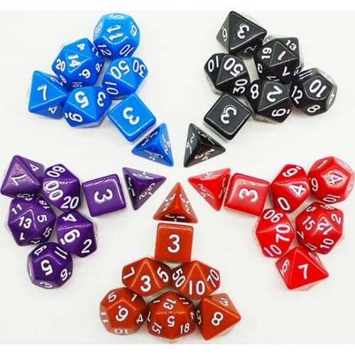 7PCS/SET Solid Color Dice 10 Kinds Option Sculpture Digital Dice Set Game Accessories