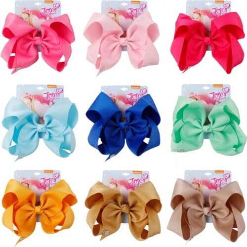 8" Large JoJo Bows Grosgrain Ribbon Bow With Alligator Clips For Kids Hairpins Handmade Bowknot Girls Headwear Hair Accessories
