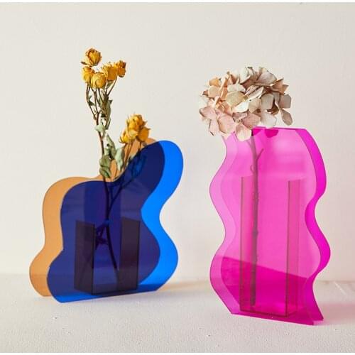Acrylic Natural Series Dried Flower Vase Nordic Geometric Flower Vase Ornaments Hydroponic Tabletop Vases Home Office Decoration
