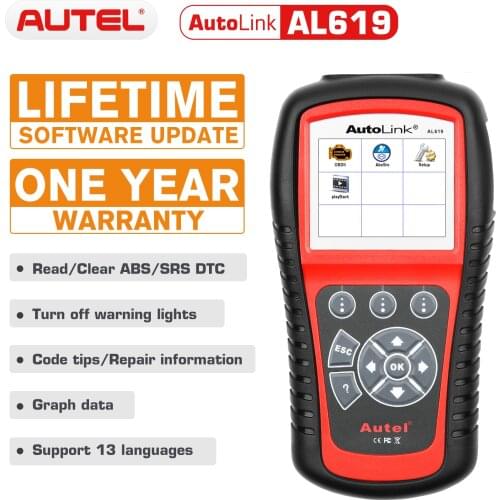 Autel Autolink AL619 OBD2 Auto Scanner Diagnostic Tool ABS/SRS Auto Code Reader Automotivo Automotive Scanner better than ELM327