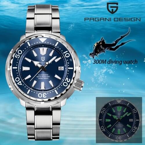 Pagani Design Diver Sports Mens Mechanical Watches 300M Diving Luxury Sapphire Crystal Glass Stainless Steel Clock Montre Homme