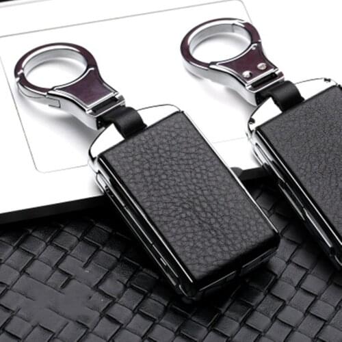 Alloy leather Car Key Case bag For Volvo XC90 XC70 XC60 S60 S80 S90 C30 V70 V90 2017 2018 Smart Remote Fob Replace Shell Cover