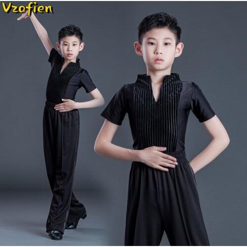 Children Latin Dance Costume Clothes Boys Latin Dance Dress Top Pants Suit Rumba Competition Dancewear Tango Cha Cha Costumes