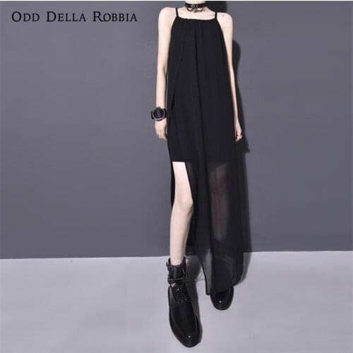 OddDellaRobbia Women Backless Split Long Dress Camisole Elastic Female Dresses Evening Party Clubwear Sexy Sleeveless Strap 193