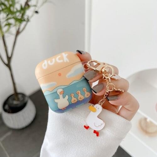 For Airpods Case 1/2 Airpods Pro Cute Korea duck Pendant Hearphone Cover cartoon for Air Pods 2 Earphone Protective Case