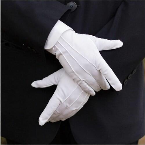 Mens New White Tuxedo Gloves Formal Uniform Guard Band Butler