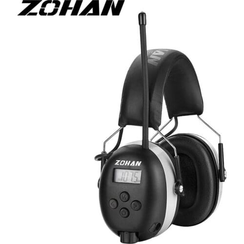 ZOHAN AM/FM Radio Headphone Digital Display Ear Protection Noise Reduction Safety Ear Muffs Ultra Comfortable Hearing Protector