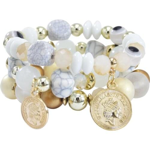 European and American Trend Multilayer Irregular Beads Temperament Bracelet Bohemia Natural Stone Pearl Bracelet Simple Coin