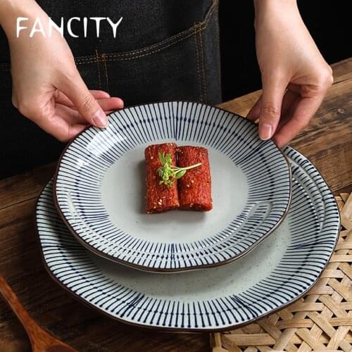 FANCITY Ceramic home shallow plate, dish plate, restaurant creative plate, large flower plate