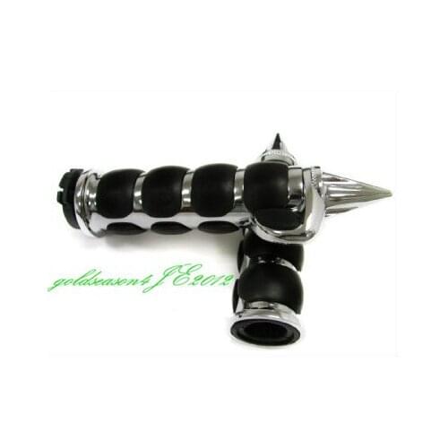 Chrome Hand Grips W/ Throttle Boss for Harley Sportster Dyna Softail Road Street