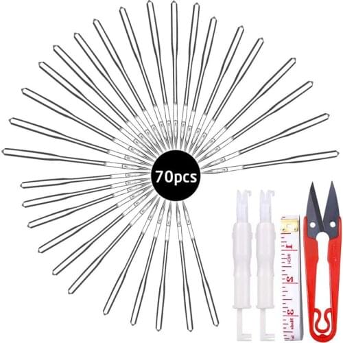 Imzay 70 Count Sewing Machine Needles - 7 Sizes Sewing Machine Needles with Needle Threader Scissors Ruler for Sewing Machines