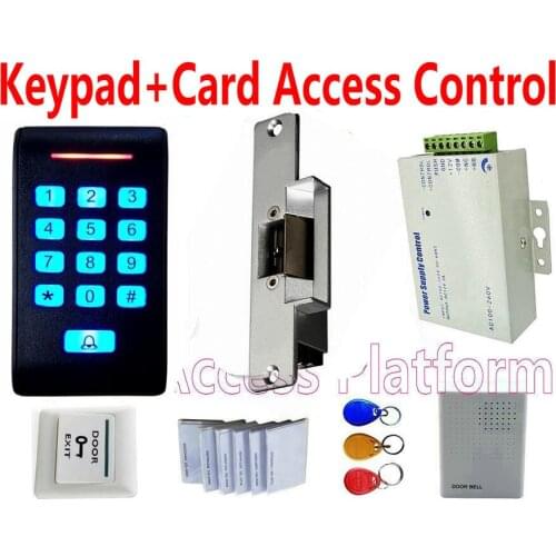 Keypad 800 EM ID users + ID card or MF IC Card Standalone access controller electro strike NO lock, power supply door lock kit