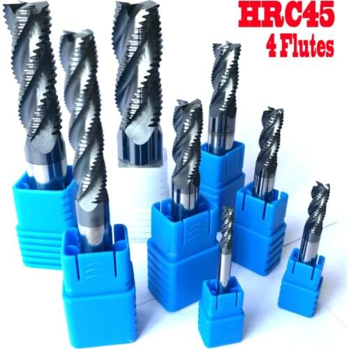 4mm 6mm 8mm 10mm 12mm 14mm 16mm 20mm 4 flutes HRC45 Roughing End Mills Milling cutters CNC Carbide router bits milling bits